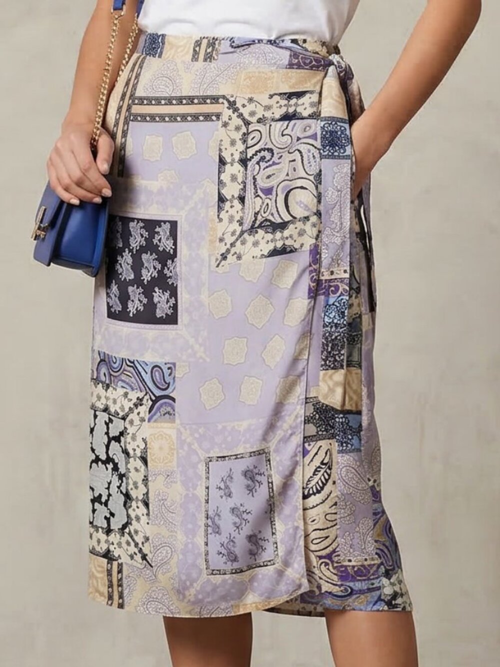Vintage Jaeger 90s Y2K 100% Silk Wrap Skirt Size US12 or M